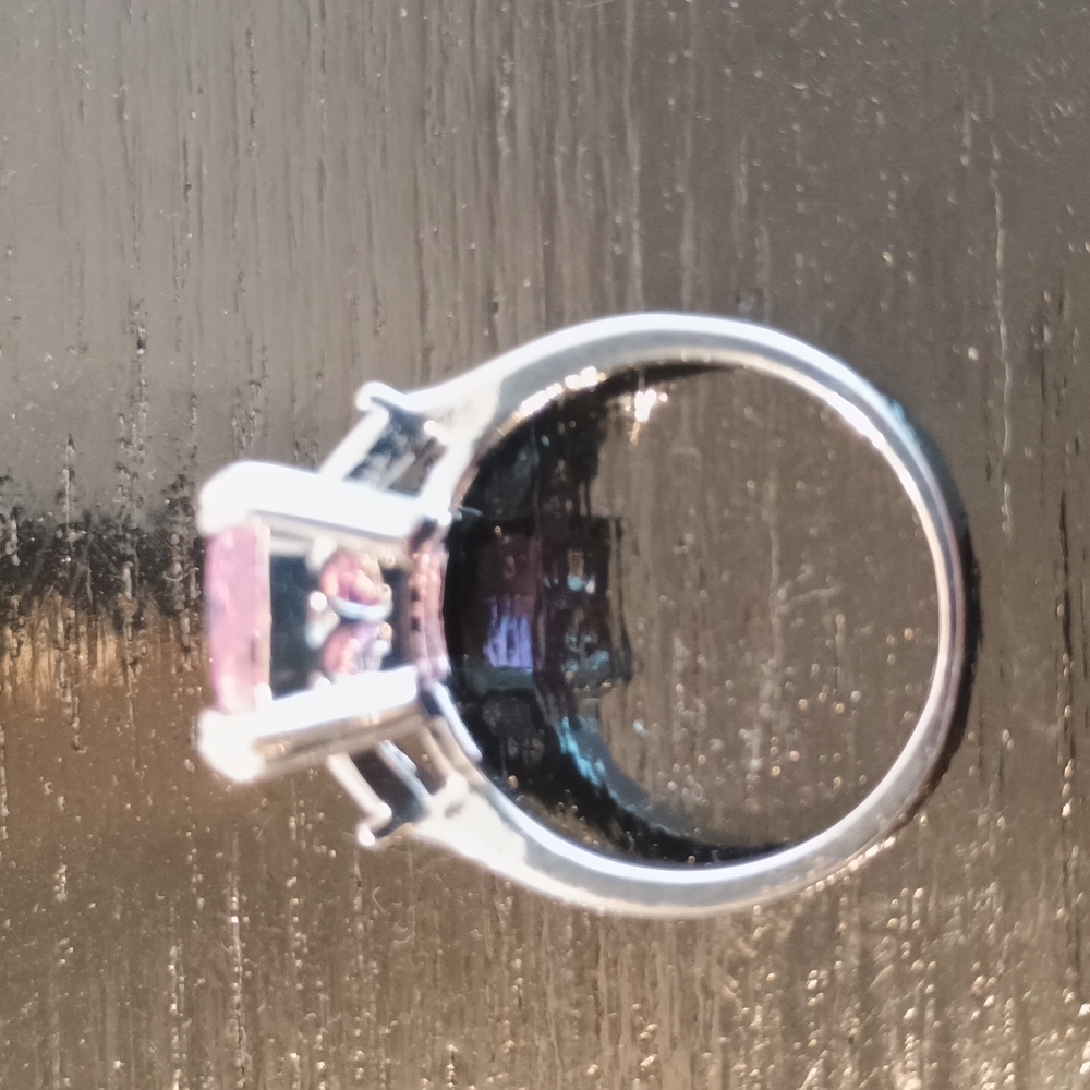 Silver Plated Cubic Zirconia Princess Cut Ring Size 8 - Picture 3 of 8